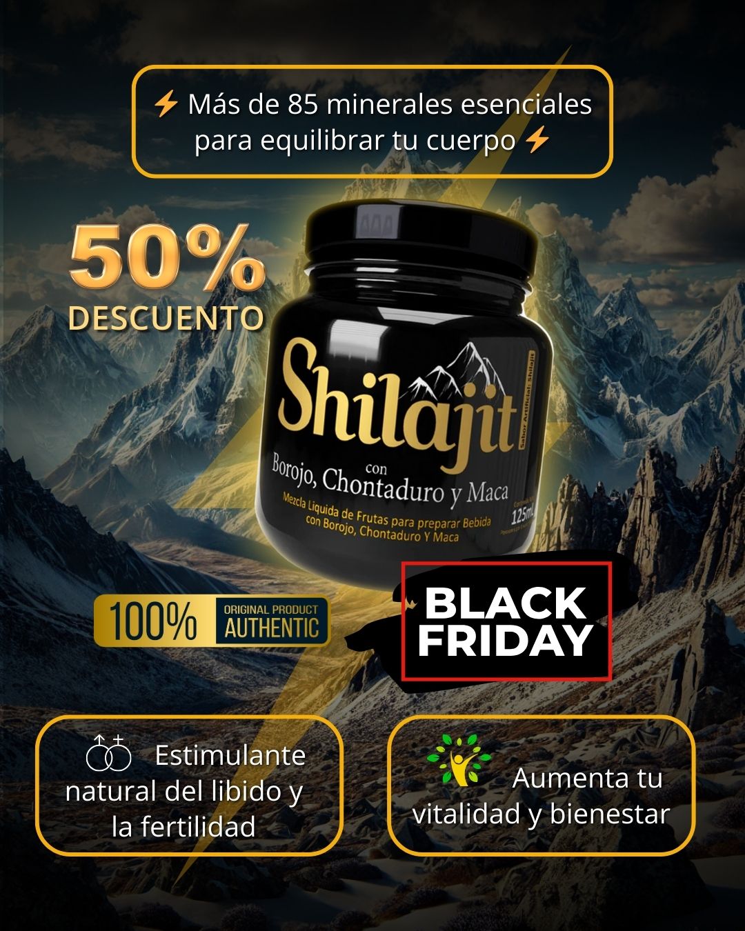 Shilajit Power Essence 125ml - Elixir de Energía y Resistencia